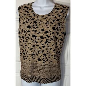 Le Pleat by Rafeal Animal Print Sleeveless Tank Large